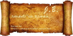 Jakubács Bianka névjegykártya